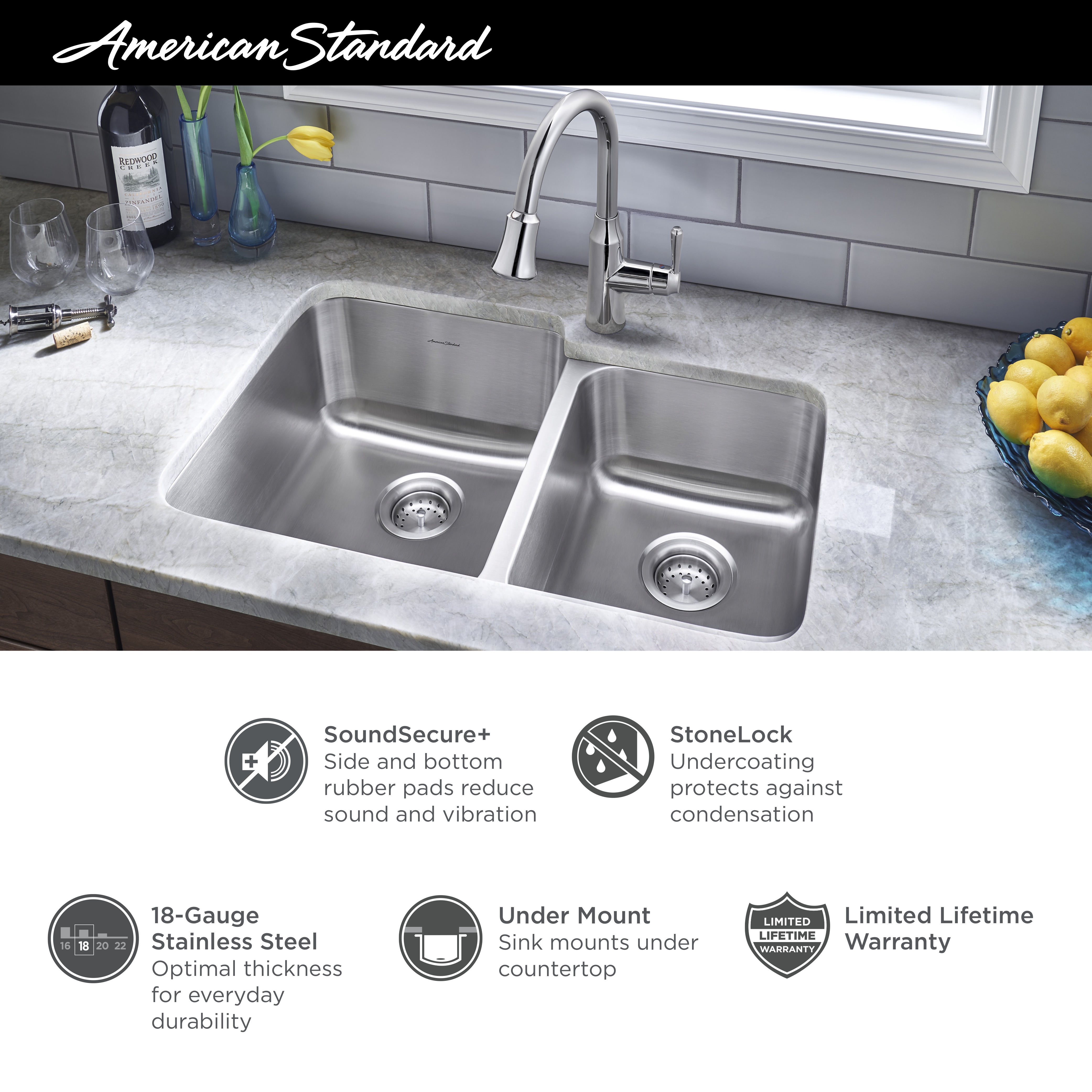 Danville® 31 x 20Inch 60/40 Stainless Steel DoubleBowl Kitchen Sink